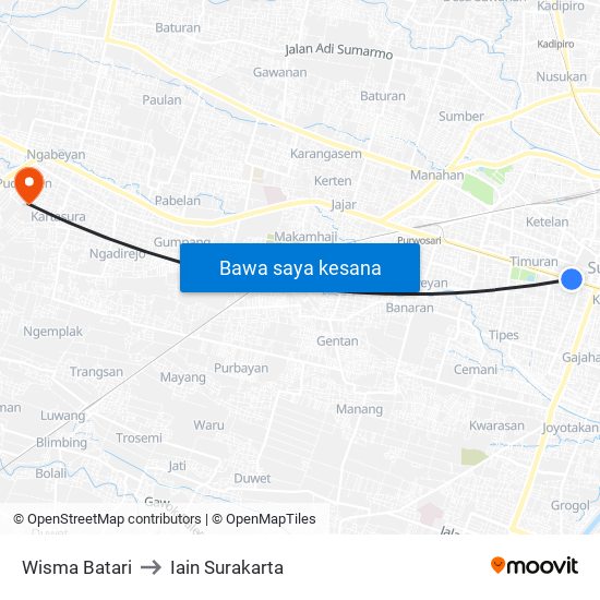 Wisma Batari to Iain Surakarta map