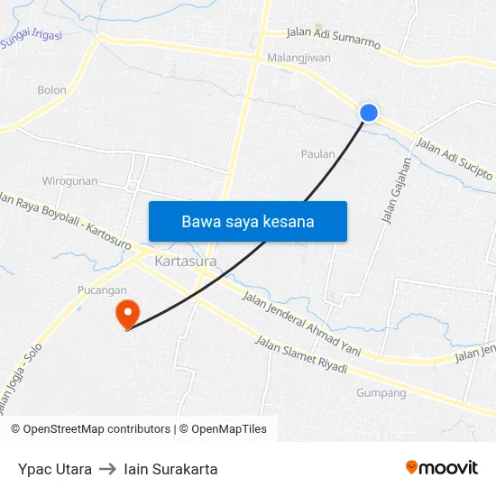 Ypac Utara to Iain Surakarta map