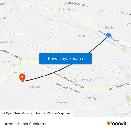 Atmi to Iain Surakarta map