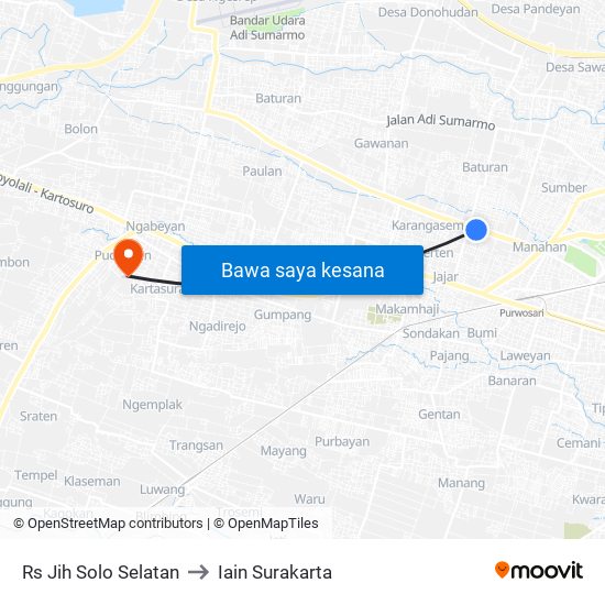 Rs Jih Solo Selatan to Iain Surakarta map