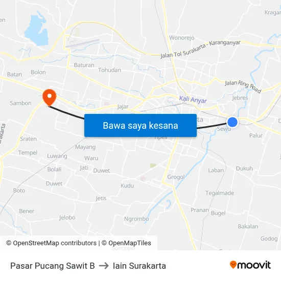 Pasar Pucang Sawit B to Iain Surakarta map