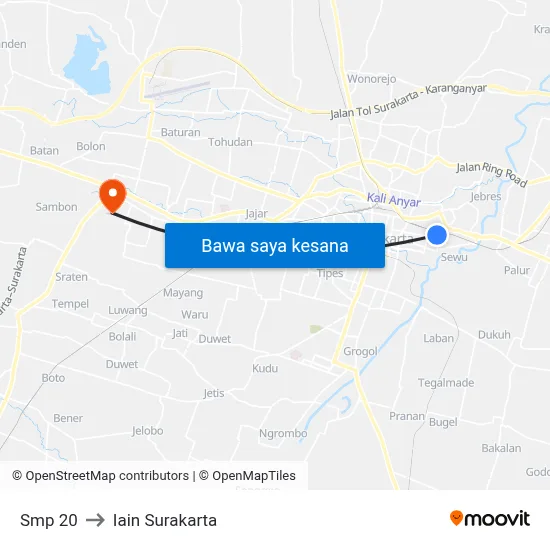Smp 20 to Iain Surakarta map