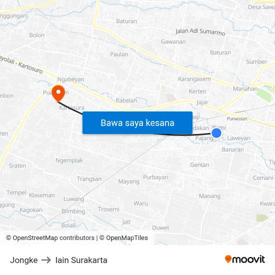 Jongke to Iain Surakarta map