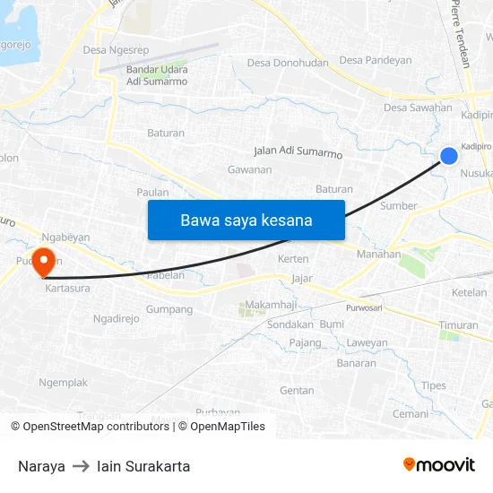 Naraya to Iain Surakarta map