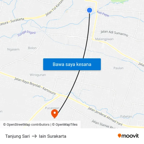 Tanjung Sari to Iain Surakarta map
