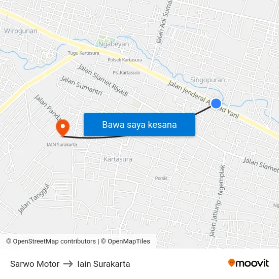 Sarwo Motor to Iain Surakarta map