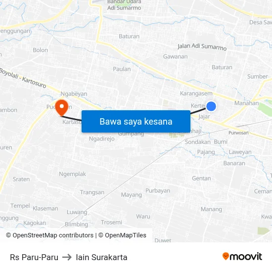 Rs Paru-Paru to Iain Surakarta map