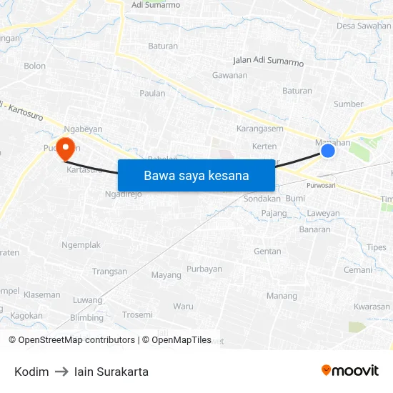 Kodim to Iain Surakarta map