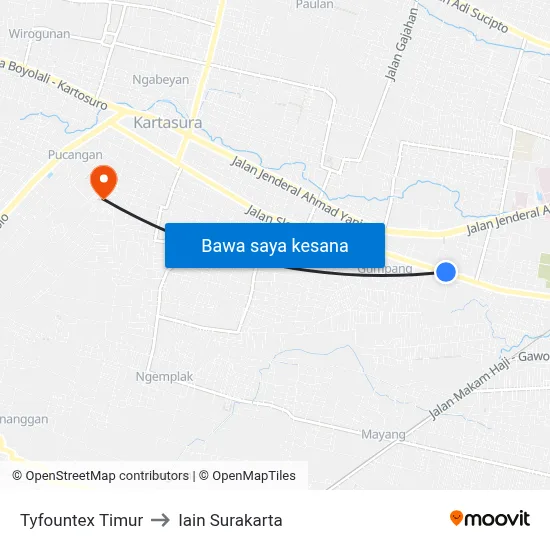 Tyfountex Timur to Iain Surakarta map