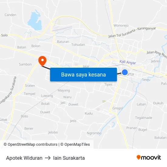 Apotek Widuran to Iain Surakarta map