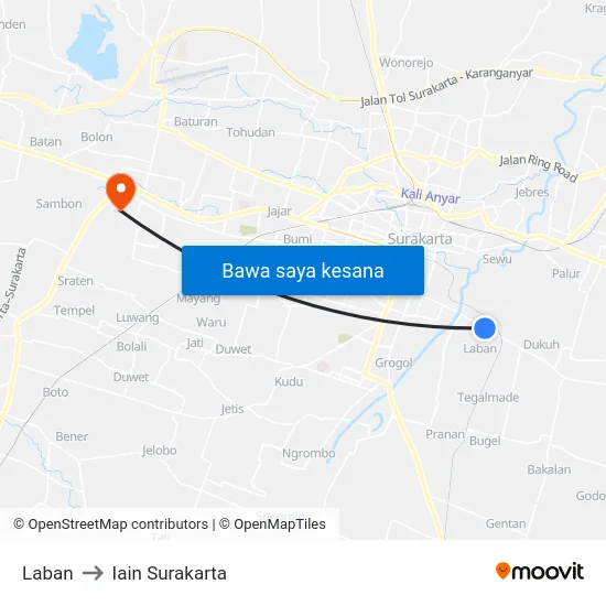 Laban to Iain Surakarta map