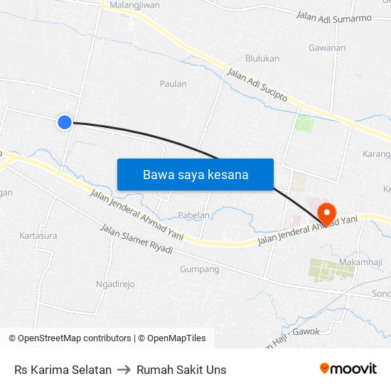 Rs Karima Selatan to Rumah Sakit Uns map