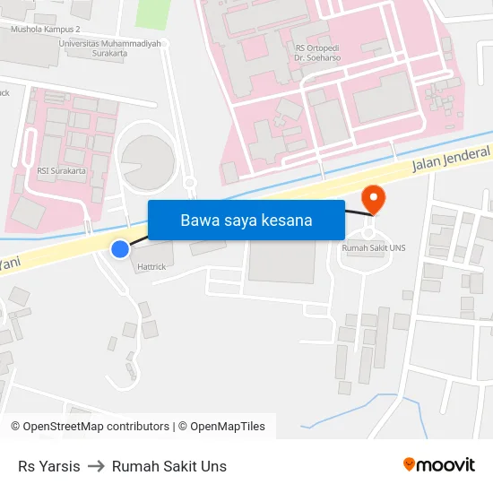 Rs Yarsis to Rumah Sakit Uns map