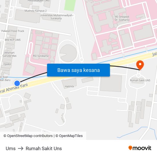 Ums to Rumah Sakit Uns map