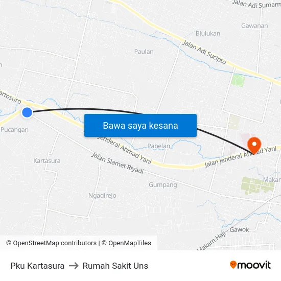 Pku Kartasura to Rumah Sakit Uns map