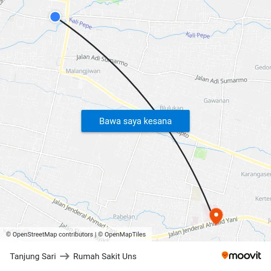 Tanjung Sari to Rumah Sakit Uns map