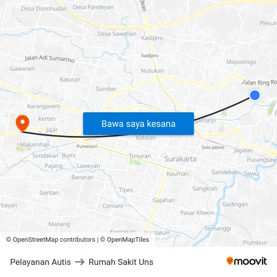 Pelayanan Autis to Rumah Sakit Uns map