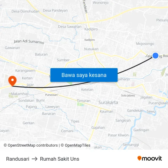 Randusari to Rumah Sakit Uns map