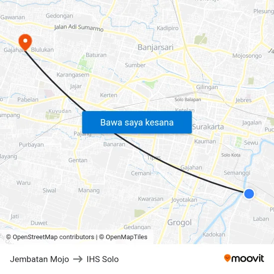 Jembatan Mojo to IHS Solo map
