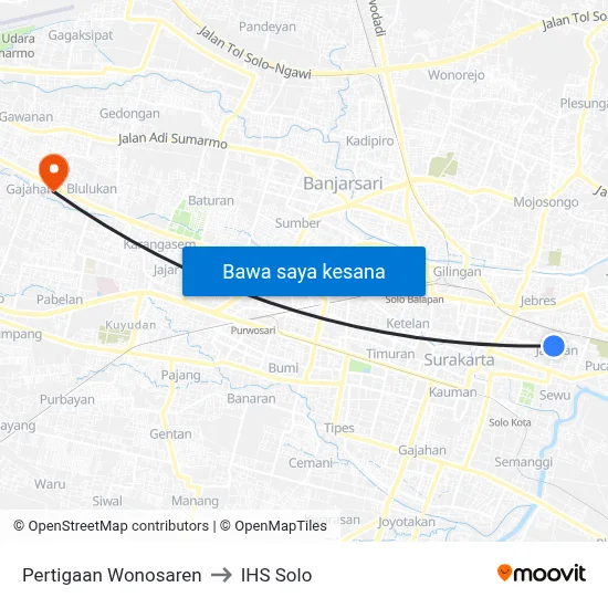Pertigaan Wonosaren to IHS Solo map