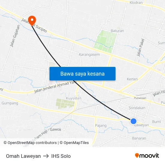Omah Laweyan to IHS Solo map