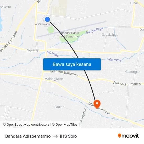 Bandara Adisoemarmo to IHS Solo map