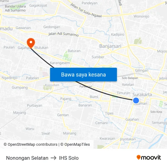 Nonongan Selatan to IHS Solo map
