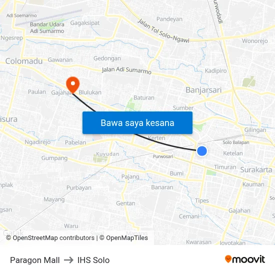 Paragon Mall to IHS Solo map