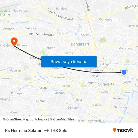 Rs Hermina Selatan to IHS Solo map