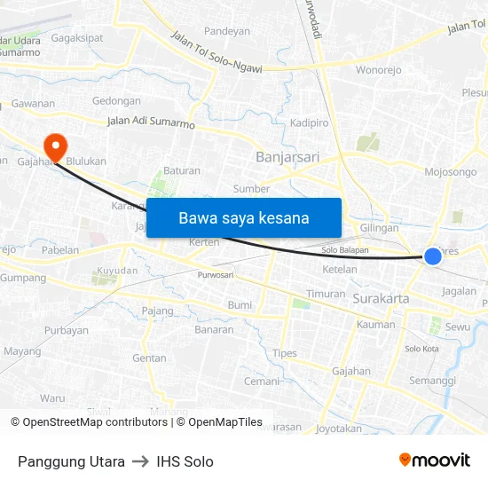Panggung Utara to IHS Solo map