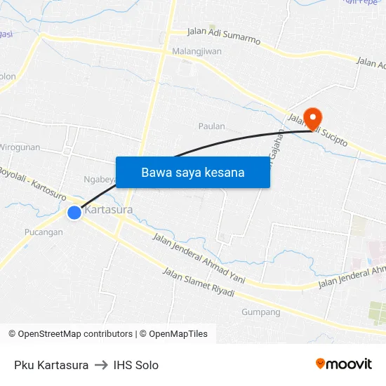 Pku Kartasura to IHS Solo map