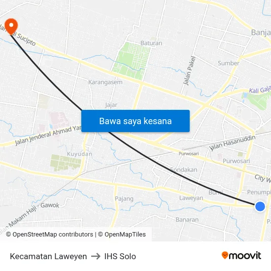 Kecamatan Laweyen to IHS Solo map