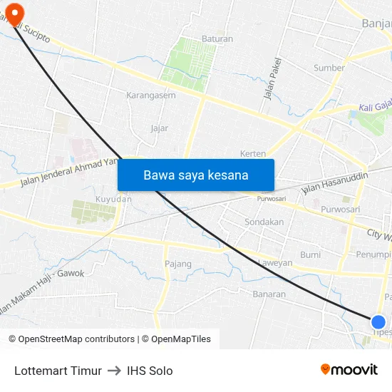 Lottemart Timur to IHS Solo map