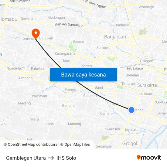 Gemblegan Utara to IHS Solo map