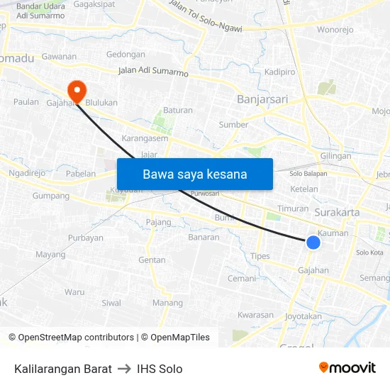 Kalilarangan Barat to IHS Solo map