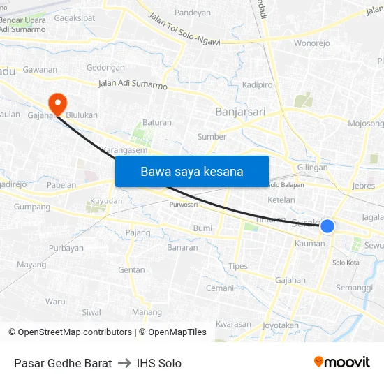 Pasar Gedhe Barat to IHS Solo map
