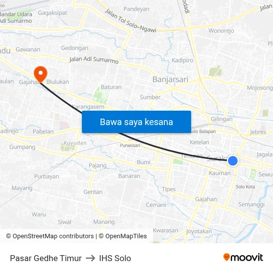 Pasar Gedhe Timur to IHS Solo map