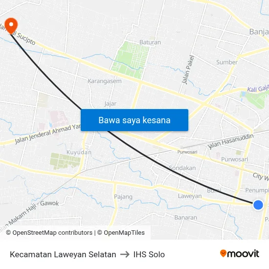 Kecamatan Laweyan Selatan to IHS Solo map