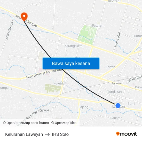 Kelurahan Laweyan to IHS Solo map
