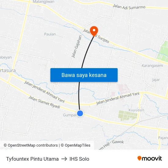 Tyfountex Pintu Utama to IHS Solo map