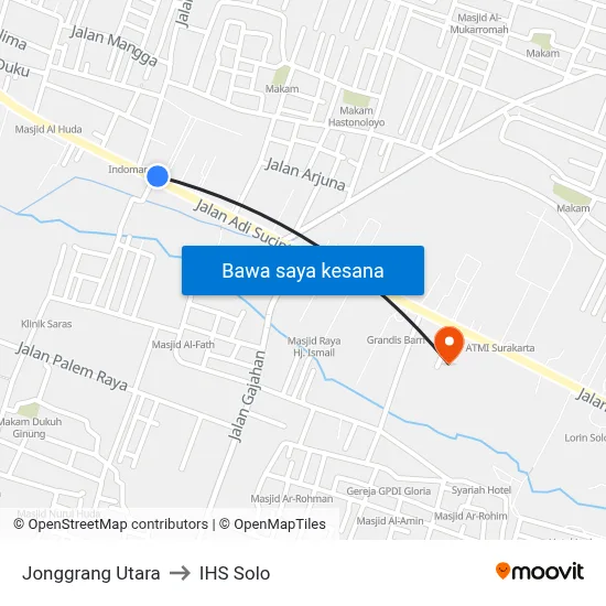 Jonggrang Utara to IHS Solo map