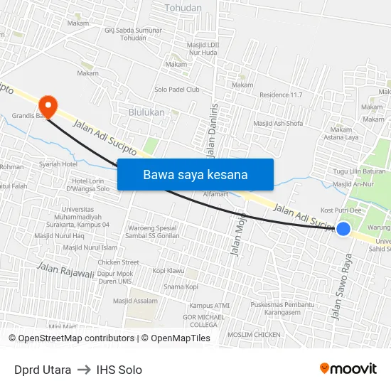 Dprd Utara to IHS Solo map