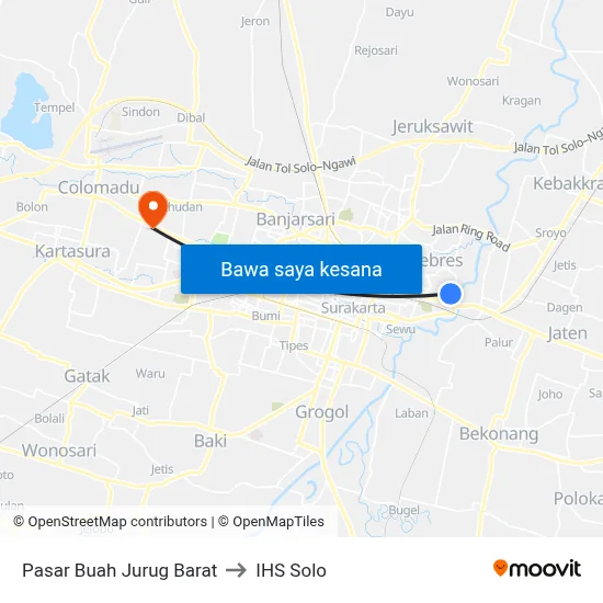 Pasar Buah Jurug Barat to IHS Solo map