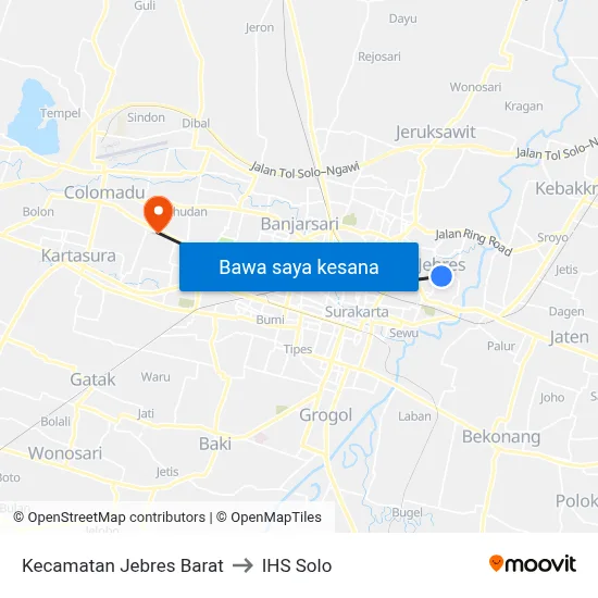 Kecamatan Jebres Barat to IHS Solo map