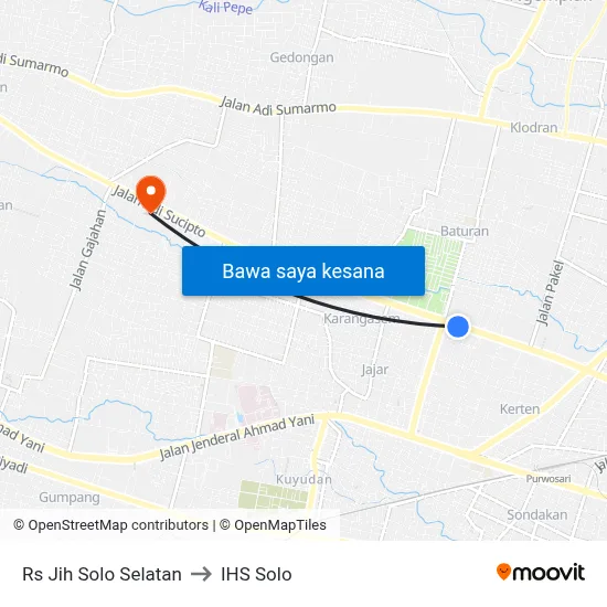 Rs Jih Solo Selatan to IHS Solo map