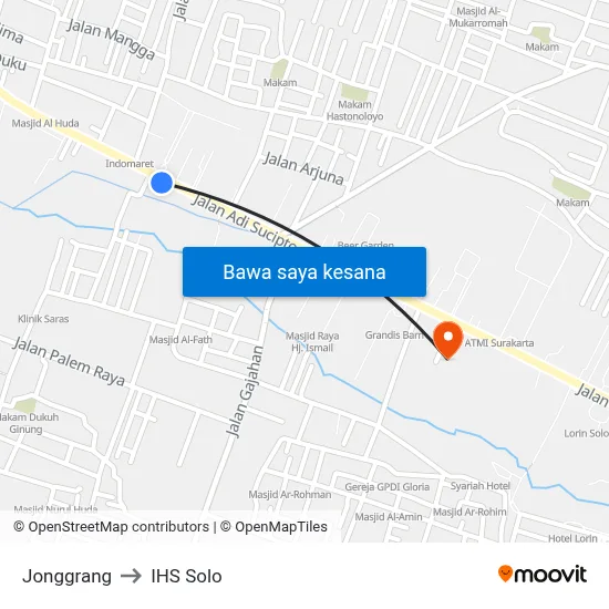 Jonggrang to IHS Solo map