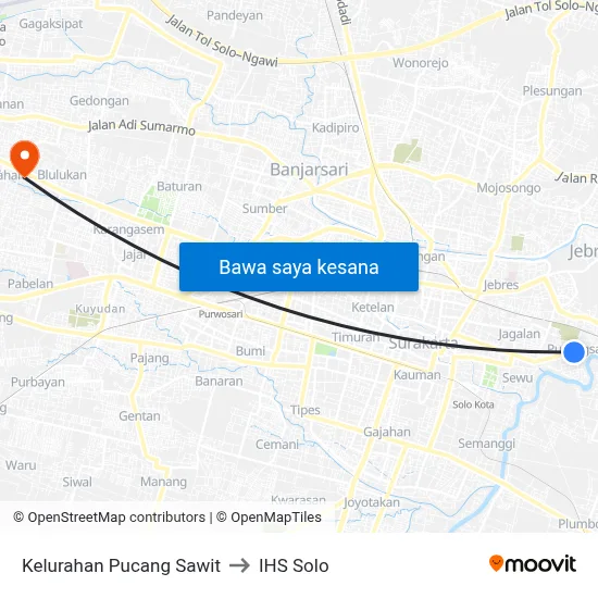 Kelurahan Pucang Sawit to IHS Solo map