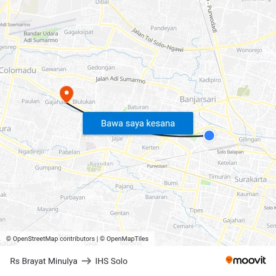 Rs Brayat Minulya to IHS Solo map