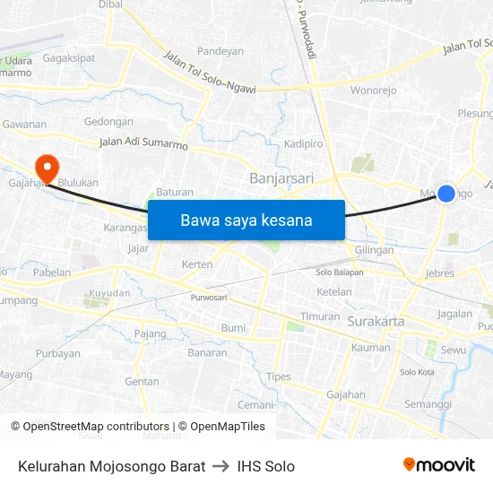 Kelurahan Mojosongo Barat to IHS Solo map
