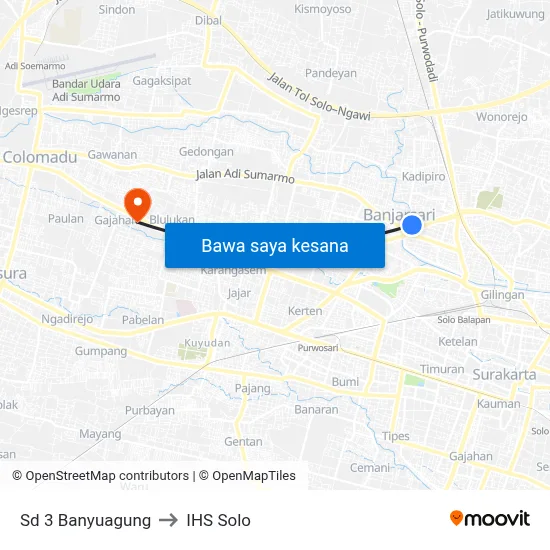 Sd 3 Banyuagung to IHS Solo map